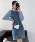 Detachable Sleeve Denim Mini Dress